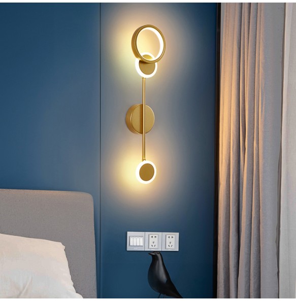 Modern Round Shaped Wall Lamp Living Room Light Luxury Bedroom Minimalist Background Creative Nordic Strip Led Bedside Lighting