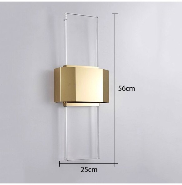 Modern Simple Minimalist Luxury Large rectangle Crystal Wall Lamp Living Room Bedroom Aisle Bedside Led Indoor Lighting