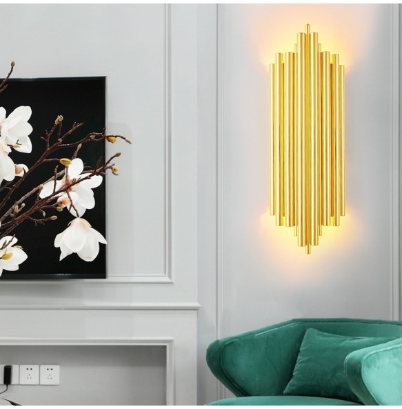 Modern Simple Luxury Metal Tube Bedroom Bedside Wall Lamp Living Room Decoration Study Led Indoor Lighting  For Home