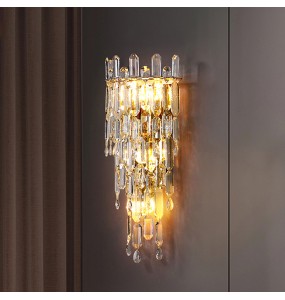 Modern Minimalist Light Luxury Crystal Wall Lamp Living Room Sofa Tv Background Bedroom Bedside Corridor Lighting