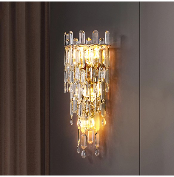 Modern Minimalist Light Luxury Crystal Wall Lamp Living Room Sofa Tv Background Bedroom Bedside Corridor Lighting