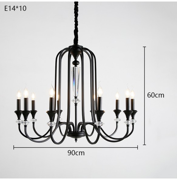 American French Retro Crystal Chandelier Living Room Candle Hanging Lamp Study Bedroom Room Pendant Lighting