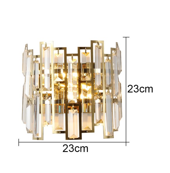 Modern Light Luxury Rectangular Crystal Wall Lamp Living Room Bedroom Study Led Indoor Lighting For Home Decor