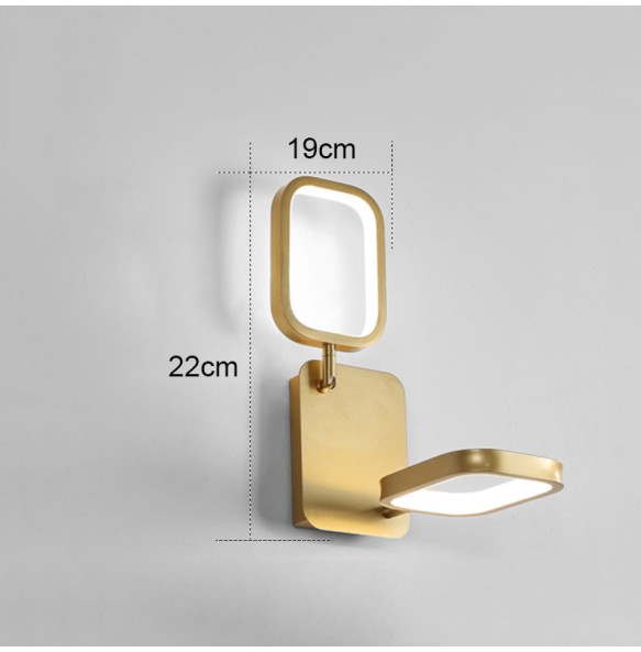 Modern Round Square Gold LED Wall Lights Geometric Shape Rotatable Lamp For Bedroom Study Living Room Home Indoor Fixtures