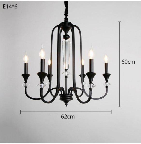 American French Retro Crystal Chandelier Living Room Candle Hanging Lamp Study Bedroom Room Pendant Lighting