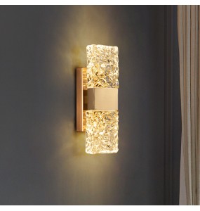 Luxury Modern Light Water Ripple Glass Rectangle Wall Lamp Living Room Bedroom Study Led Indoor Lighting For Home Decor