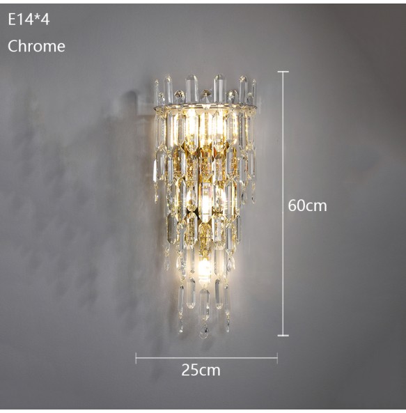 Modern Minimalist Light Luxury Crystal Wall Lamp Living Room Sofa Tv Background Bedroom Bedside Corridor Lighting