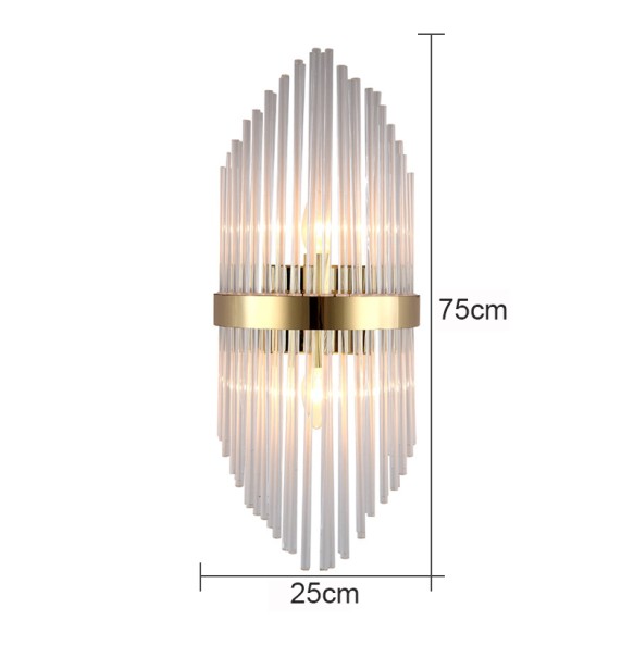 Modern Minimalist Nordic Light Luxury Glass Rod Crystal Wall Lamp Bedroom Study Living Room Led Lighting