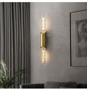 Modern Minimalist Copper Wall Lamp Nordic Industrial Style Living Room Aisle Porch Staircase Glass Strip Indoor Lighting