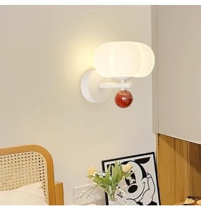 Cream Style Bedroom Bedside Lamp Wall Lamp Nordic Pumpkin Children's Room Living Room Tv Background Led Lighting