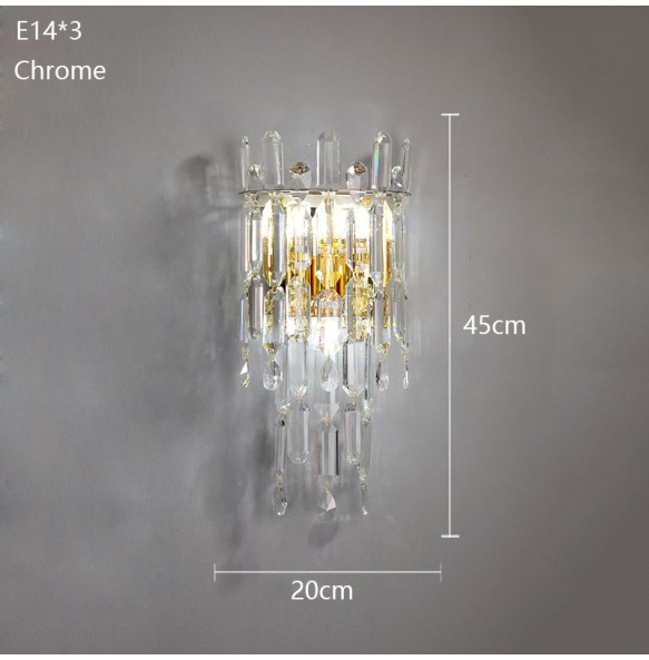 Modern Minimalist Light Luxury Crystal Wall Lamp Living Room Sofa Tv Background Bedroom Bedside Corridor Lighting