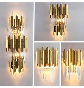 Modern Luxury Gold Crystal Wall Lamp LED For Living Room Bedroom Decoration   Home Indoor Lighting Sets Fixtures