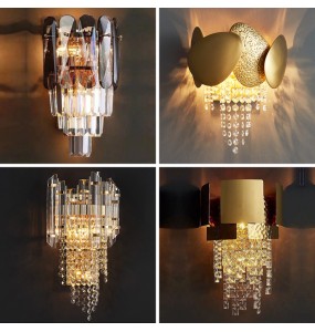 Luxury Modern Crystal Wall Lamp Living Room Minimalist Nordic Tv Background  Staircase Led Bedroom Bedside  Lights