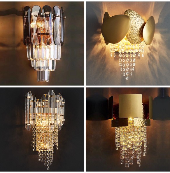 Luxury Modern Crystal Wall Lamp Living Room Minimalist Nordic Tv Background  Staircase Led Bedroom Bedside  Lights