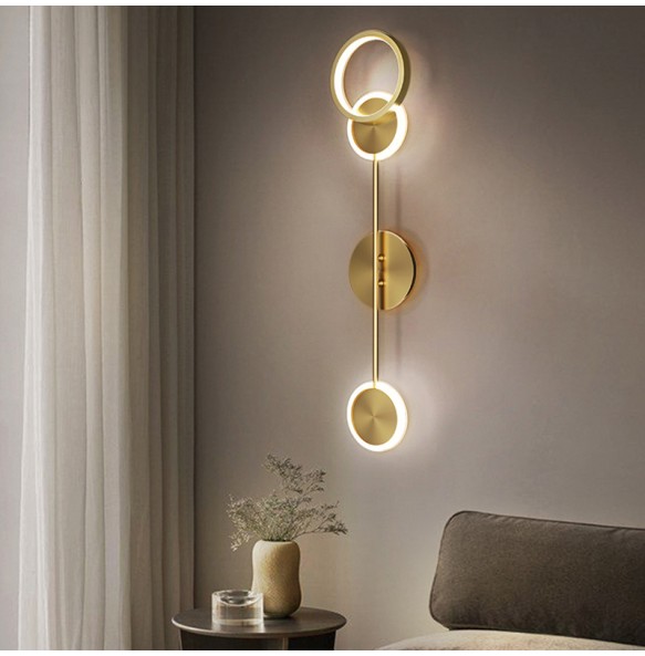 Modern Round Shaped Wall Lamp Living Room Light Luxury Bedroom Minimalist Background Creative Nordic Strip Led Bedside Lighting