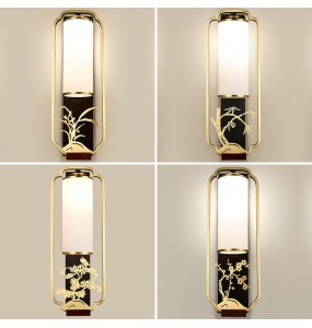 New Chinese Style Wall Lamp Living Room Tv Classical Enamel Plum Villa Decoration Corridor Bedroom Bedside Indoor Lighting