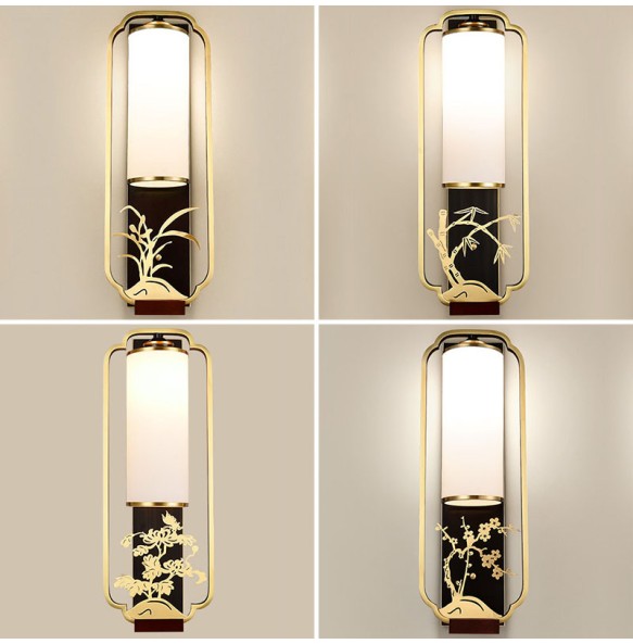 New Chinese Style Wall Lamp Living Room Tv Classical Enamel Plum Villa Decoration Corridor Bedroom Bedside Indoor Lighting