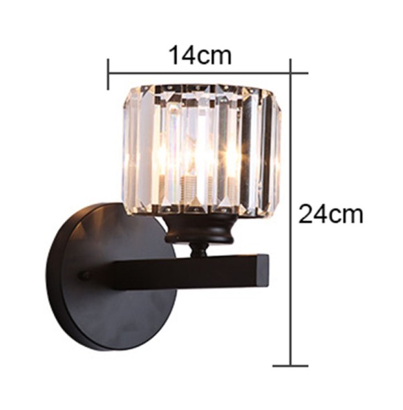 Modern Simple Square Crystal Wall Lamp Bedroom Living Room Study Cylindrical Led Indoor Lighting For Home Decor