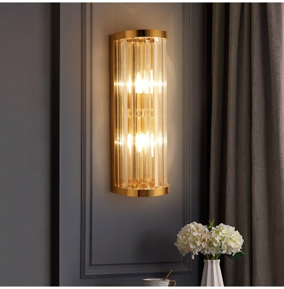 Modern Crystal Wall Lamp Creative Stainless Steel Golden Bedside Living Room Background Decoration Led Indoor Lighting For Home