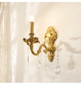 American Design Luxury Candle Wall Lamp Retro Crystal Bedroom Bedside Living Room Aisle Corridor Staircase French Lighting