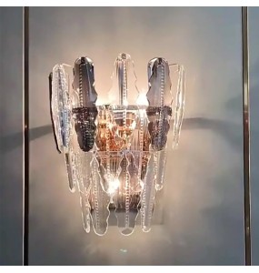 Postmodern Light Luxury Smoke Grey Crystal Wall Lamp Bedroom Living Room Decoration Corridor Porch Led Indoor Lighting For Home