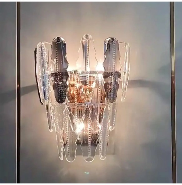 Postmodern Light Luxury Smoke Grey Crystal Wall Lamp Bedroom Living Room Decoration Corridor Porch Led Indoor Lighting For Home