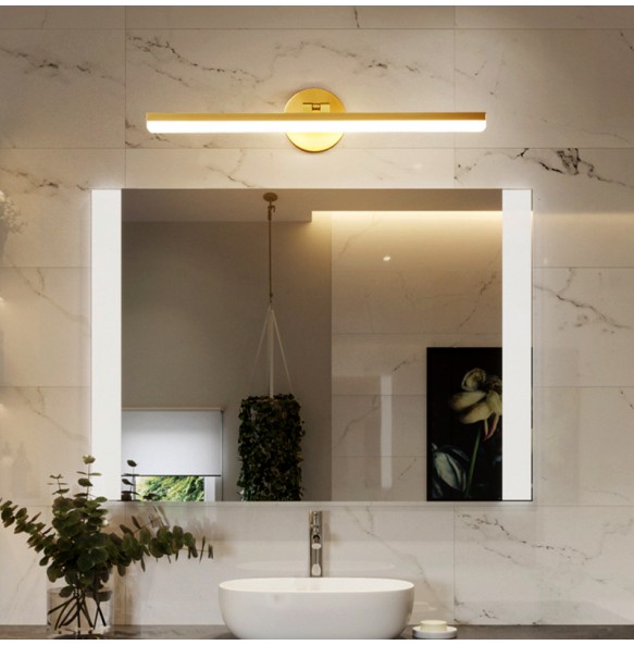 Nordic Simple Modern Copper Mirror Headlight Bathroom Toilet Led Wall Lamp Hotel Household Mirror Cabinet Lighting