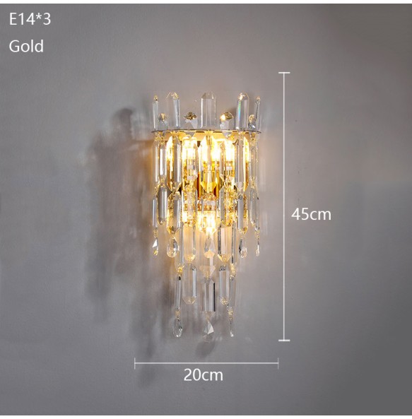 Modern Minimalist Light Luxury Crystal Wall Lamp Living Room Sofa Tv Background Bedroom Bedside Corridor Lighting