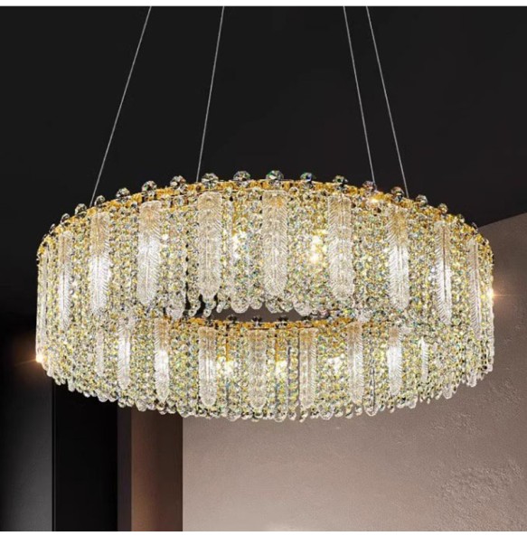 Crystal Glass Feather Chandelier Luxury Postmodern Romantic Dining Room New Bedroom Indoor Lighting Living Room Decoration Lamp