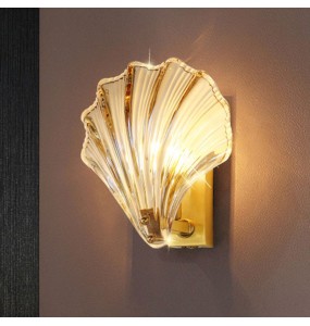 Modern Minimalist Amber Glass Shell-Shaped Wall Lamp Living Room Tv Dector Bedroom Bedside  Study  Led Indoor Lighting