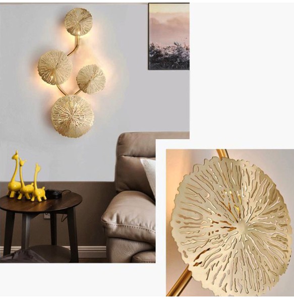 Nordic Modern Minimalist Hardware Lotus Leaf Wall Lamp Bedroom Living Room Study Lighting