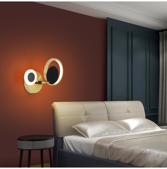 Modern Simple Round Rotatable Wall Lamp Bedroom Study Bedside  Led Lighting