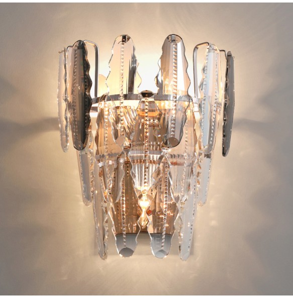 Postmodern Light Luxury Smoke Grey Crystal Wall Lamp Bedroom Living Room Decoration Corridor Porch Led Indoor Lighting For Home