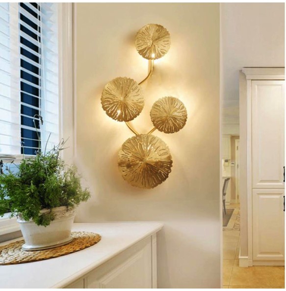 Nordic Modern Minimalist Hardware Lotus Leaf Wall Lamp Bedroom Living Room Study Lighting