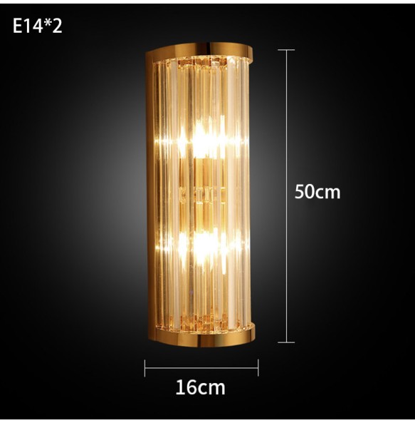 Modern Crystal Wall Lamp Creative Stainless Steel Golden Bedside Living Room Background Decoration Led Indoor Lighting For Home