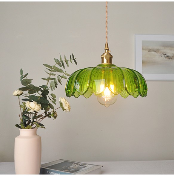 American Country Retro Flower Pendant Light Nostalgic Coffee Bar Clothing Shop Glass Chandelier Indoor Lighting For Home