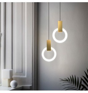 Nordic Bedroom Circle Ring Chandelier Restaurant Bar Lamp Modern Simple Led Small Pendant Lighting