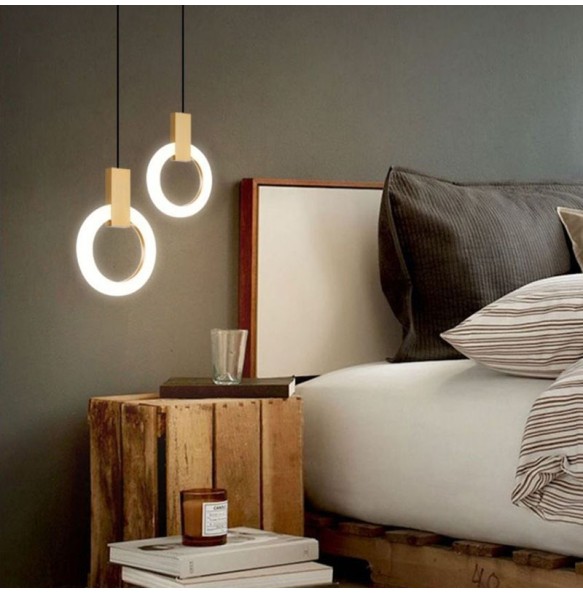 Nordic Bedroom Circle Ring Chandelier Restaurant Bar Lamp Modern Simple Led Small Pendant Lighting