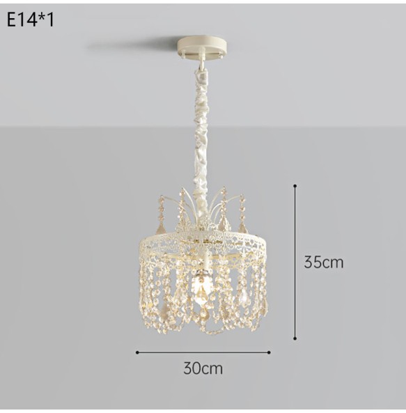 Romantic French Cream Style Crystal Chandelier  Luxury Porch Aisle Bedside Pendant Lighting Cloakroom Princess Room Hanging Lamp