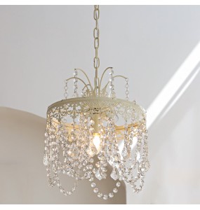 Romantic French Cream Style Crystal Chandelier  Luxury Porch Aisle Bedside Pendant Lighting Cloakroom Princess Room Hanging Lamp