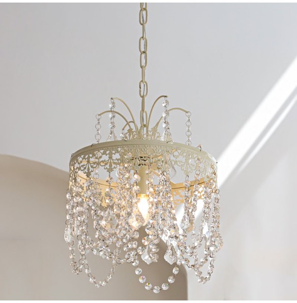 Romantic French Cream Style Crystal Chandelier  Luxury Porch Aisle Bedside Pendant Lighting Cloakroom Princess Room Hanging Lamp