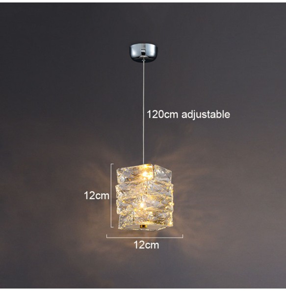 Luxury Crystal Pendant Light Small Chandelier Bedroom Bedside Lamp Postmodern Minimalist Single-Head Living Room Decor