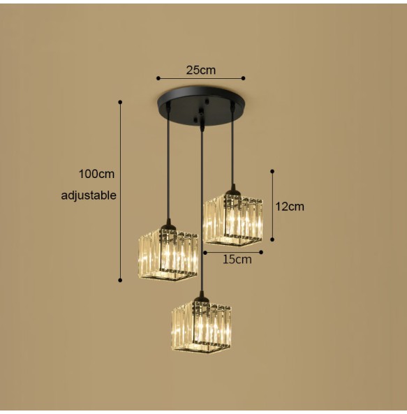 Modern Light Luxury Crystal Pendant  Lantern Small Ceiling Chandelier Bedroom Living Room Dining  Square Led ing