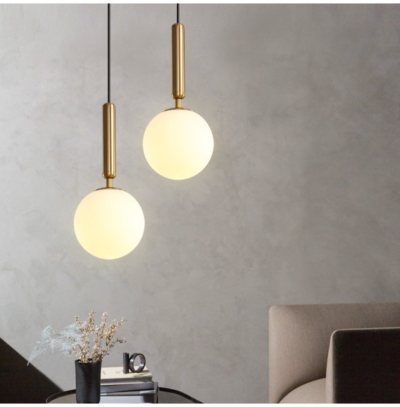 Modern Minimalist Round Glass Ball Dining Room Small Chandelier Living  Bar Study Balcony Led Indoor Pendant Lighting