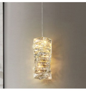 Luxury Crystal Pendant Light Small Chandelier Bedroom Bedside Lamp Postmodern Minimalist Single-Head Living Room Decor