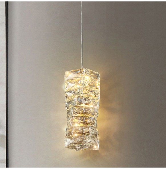 Luxury Crystal Pendant Light Small Chandelier Bedroom Bedside Lamp Postmodern Minimalist Single-Head Living Room Decor