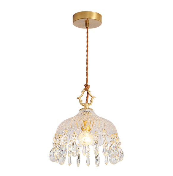 Luxury French Retro Crystal Small Chandelier Bedroom Bedside Hanging Lamp Porch Aisle Corridor Balcony Led Pendant Lighting