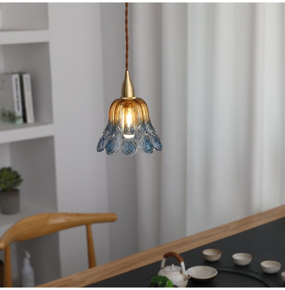 American Country Retro Flower Pendant Light Nostalgic Coffee Bar Clothing Shop Glass Chandelier Indoor Lighting For Home