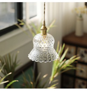 Romantic French Bedroom Bedside Chandelier Balcony Corridor Retro Wabi-Sabi Style Japanese Glass Small Pendant Lighting