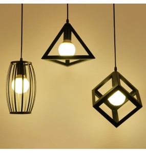 Nordic Pendant Lighting Geometric Cube Birdcage Retro Ceiling Chandelier Living Room Restaurant Bar Corridor Led Lights